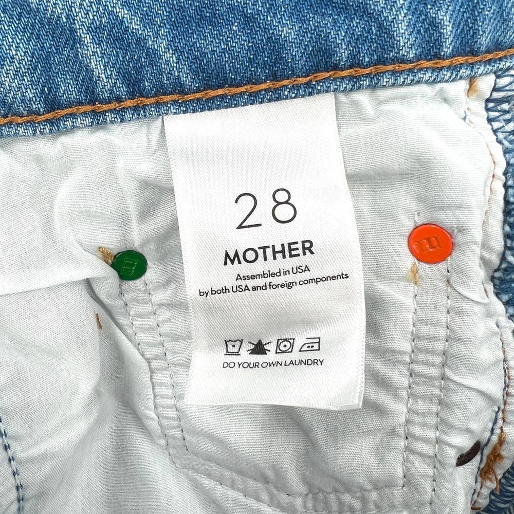 MOTHER SNACKS Jeans Womens 28 Blue Pleated Fun Dip Puddle Like Nothing Else NEW - Picture 11 of 16